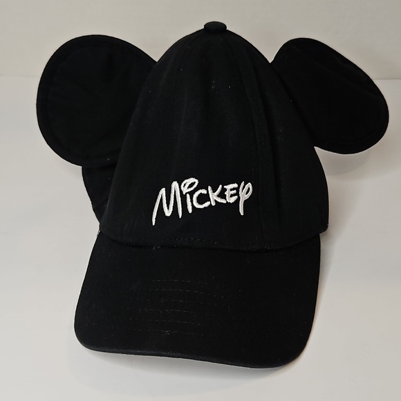 Disney Other - Disney Mickey Ears Black Hat Snapback for Kids w White Embroidery